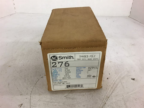 A.O. Smith 276 50 Watts AC Motor 230 volts 1500 Rpm Single Phase
