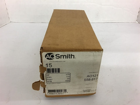 A.O. Smith 15 1/70 HP AC Motor 115 volts .60 Amps 1550 Rpm
