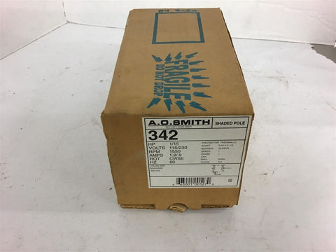A.O. Smith 342 Shaded Pole Motor 1/15HP 115/230V 1550 RPM 3.3 Frame Open Encl