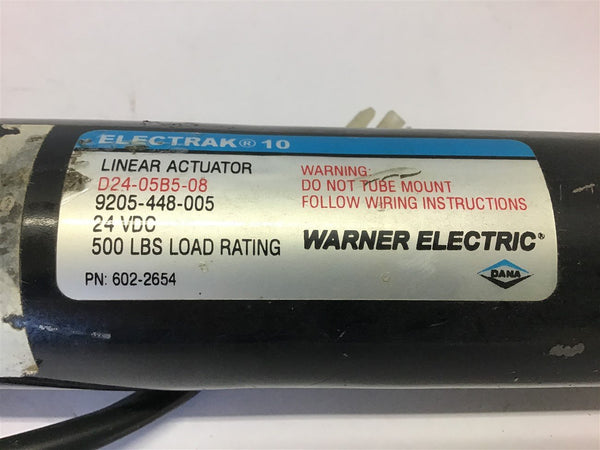 Warner Electric Electrak D924-05B5-08 Linear Actuator 24 VDC 500 LBS L –  BME Bearings and Surplus