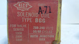 ALCO SOLENOID COIL TYE BGG  - 208-240 VOLTS  - 50/60 - W/ JUCTION BOX  - NEW