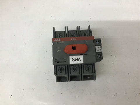 ABB OT60E3 600V 60A Rotary Disconnect Switch no Handle