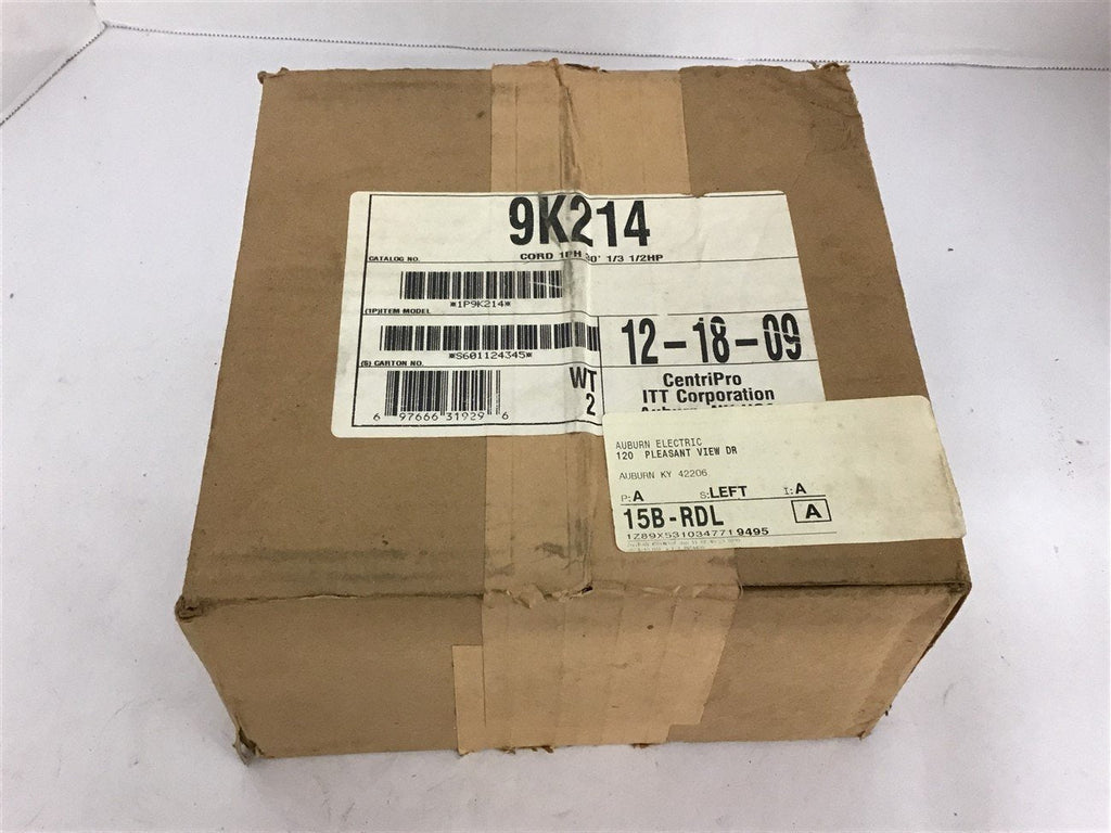 Centripro 9K214 Cord Single Phase 30' 1/3 1/2 HP