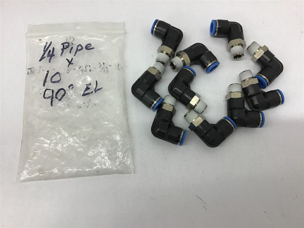 Festo Quick Connect 1/4 Pipe x 10 90 degree Elbows Lot of 10