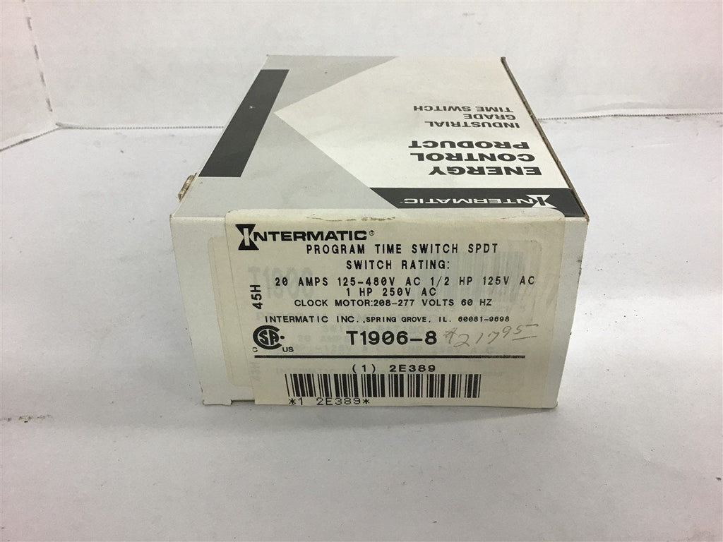 Intermatic T1906-8 20 Amps Program Time Switch Spdt 125-480 Volts