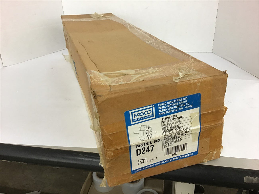 Fasco D247 Permanent Split Capacitor Motor 1/6 1/8 1/12 HP 1550 RPM OPEN 230V