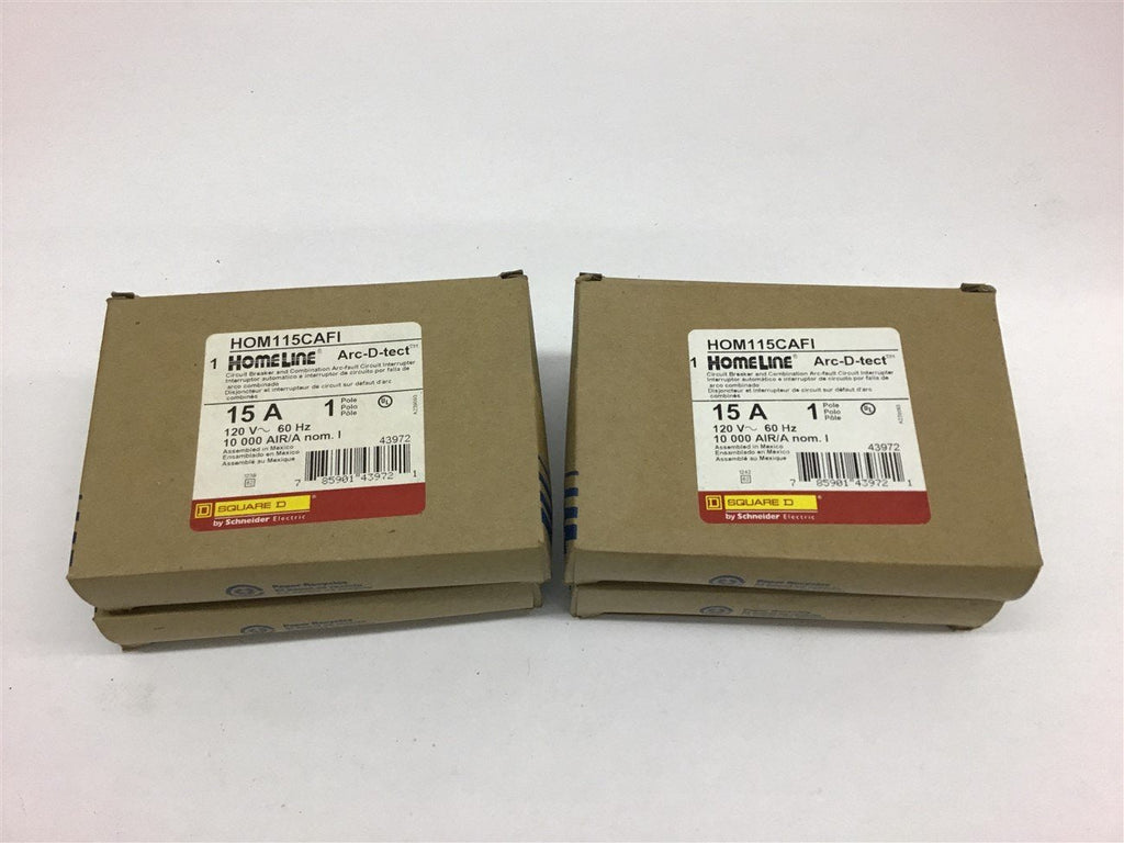 Square D Homeline HOM115CAFI 15 Amp 120 Volts Circuit Breaker Lot of 4