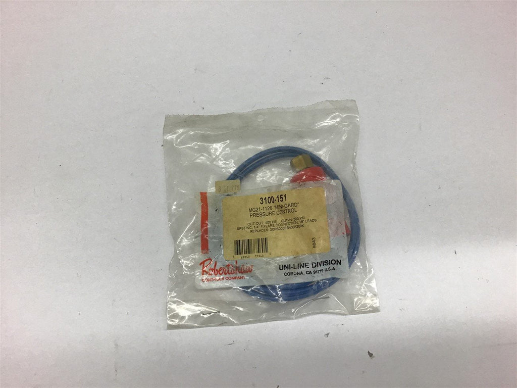 Robertshaw 3100-151 MG21-1126 Mini Gard Pressure Control
