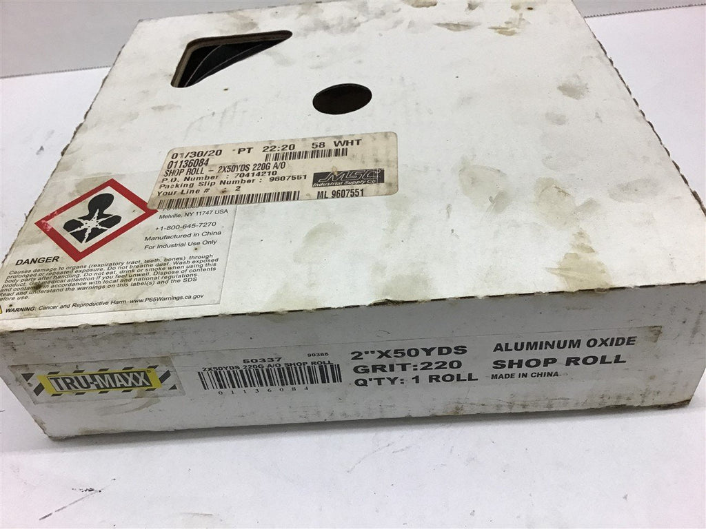Tru-Max 2" x 50 YDS Aluminum Oxide Sandpaper Shop Roll 220 Grit