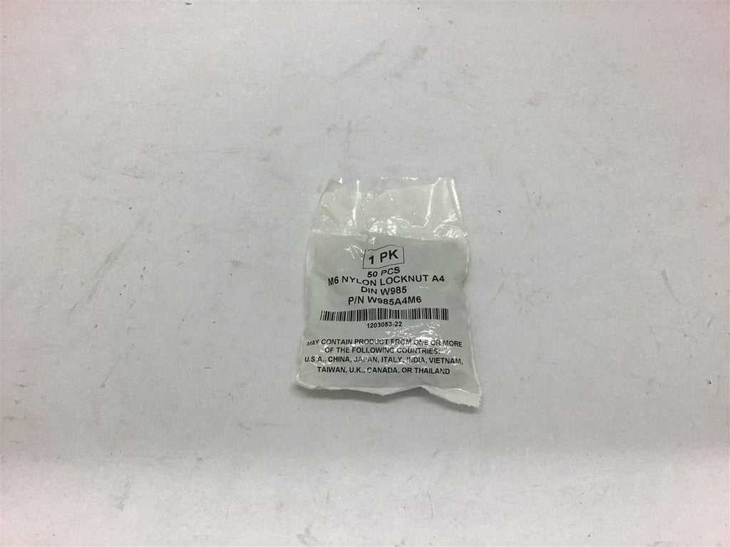 Nylon Lock Nut White A4 DIN W985 M6--Lot of 50