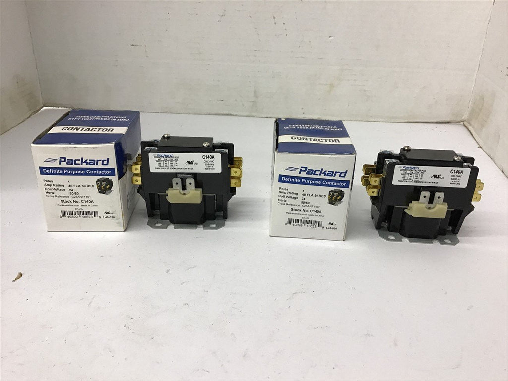 Packard C140A 1 Pole Contactor 40 FLA 24 Coil Volts Lot Of 2