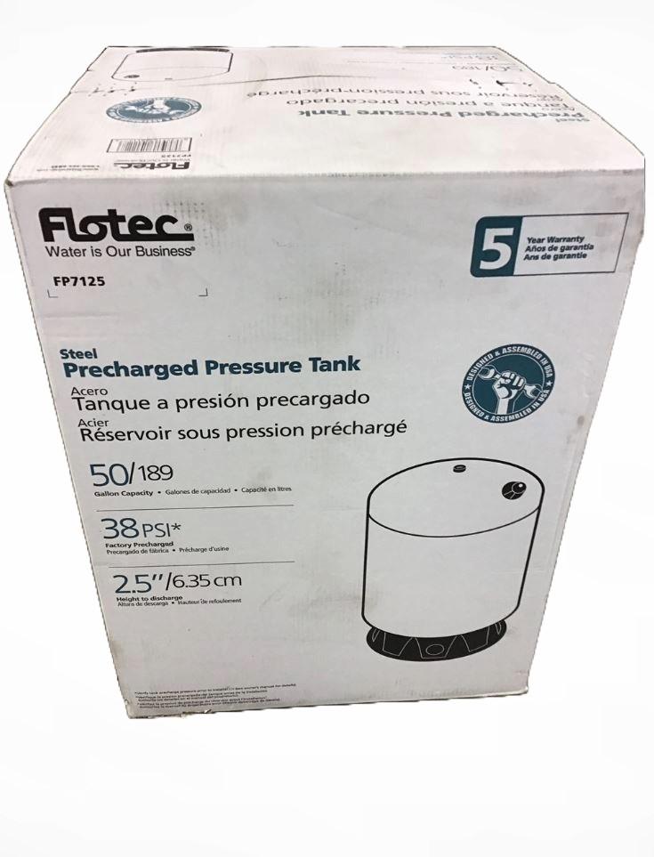 Flotec FP7125 Steel Pre-Charged Pressure Tank 38 PSI 50 Gallon