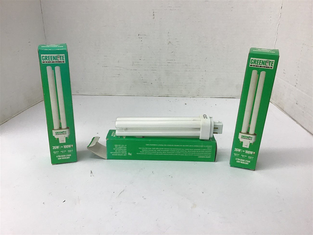 GreenLite 26W Light Bulbs 4 Pin Quad 2700K Lot Of 3