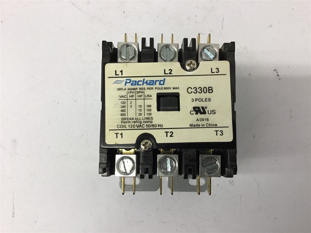 Packard C330B Contactor 480 Volt @ 15 Hp 40 amp