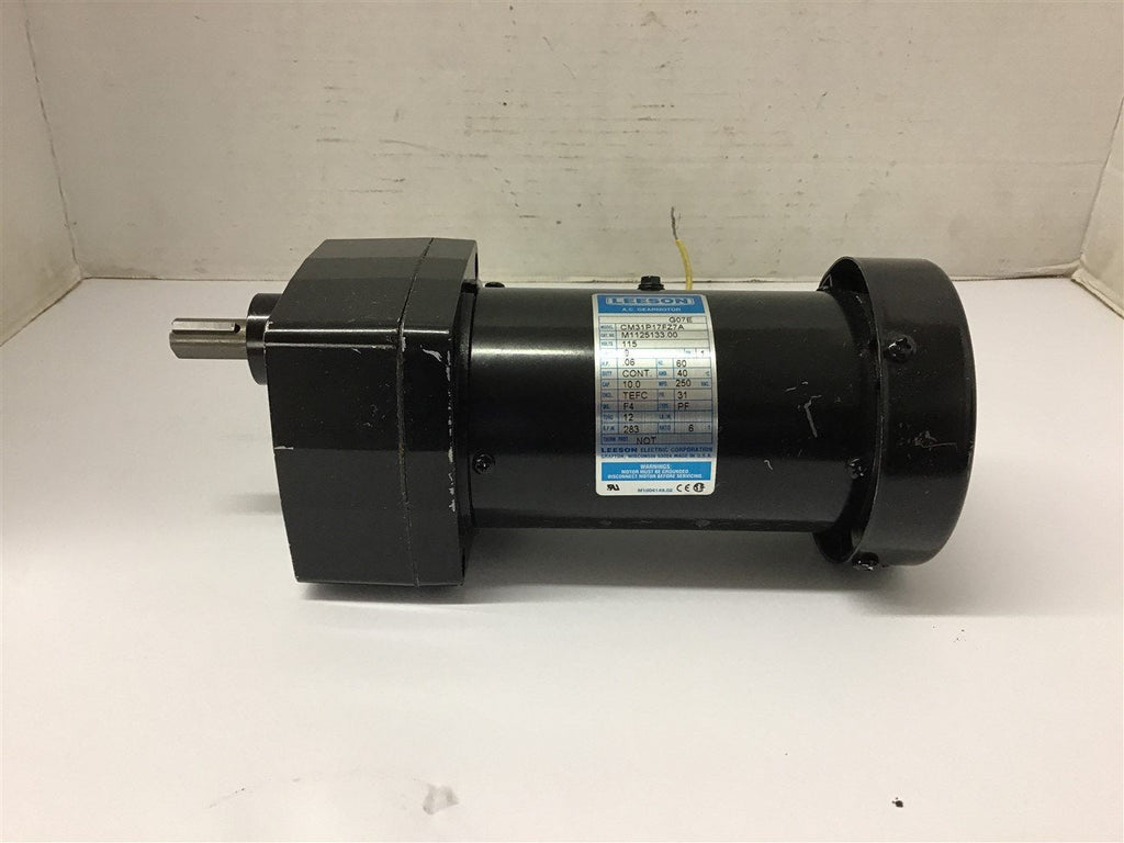 Leeson M1125133.00 .06 HP Single Phase Gear Motor 31 Frame 6:1 Ratio