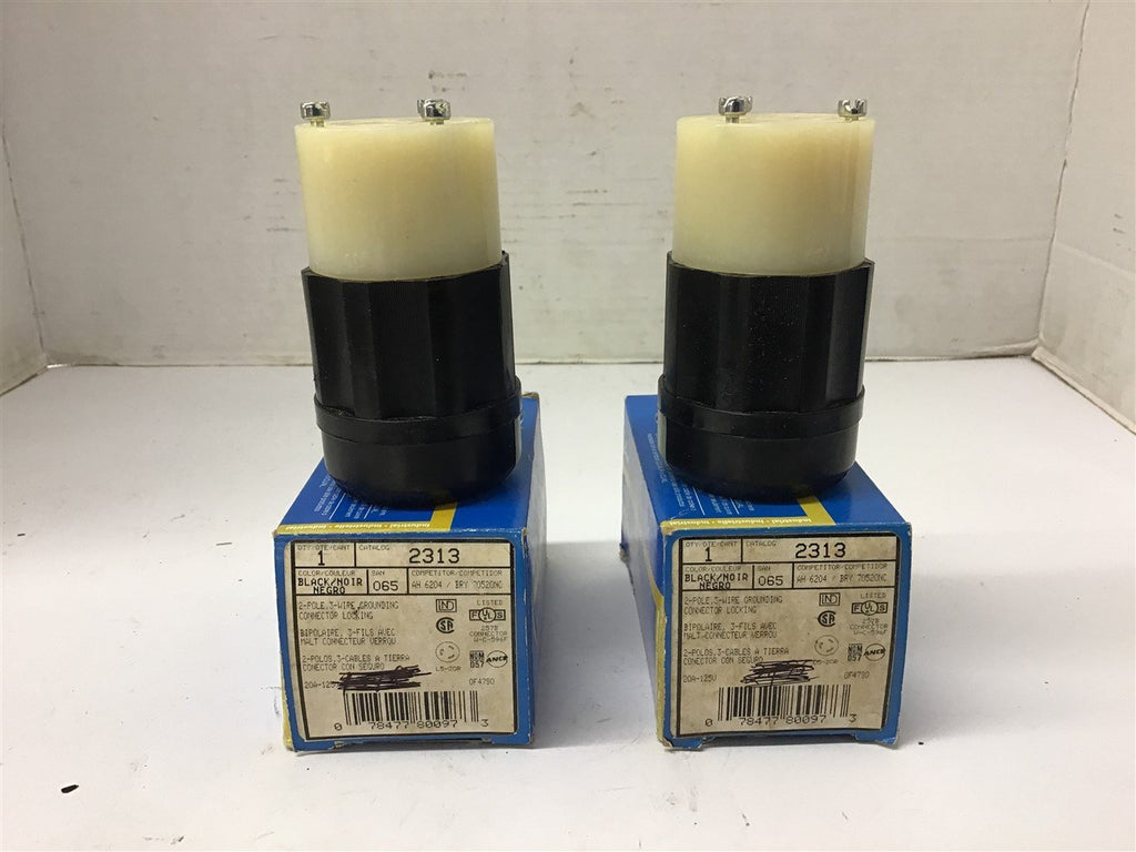 Leviton 2313 20 Amp 125 Volt Connector locking 2 Pole Lot Of 2