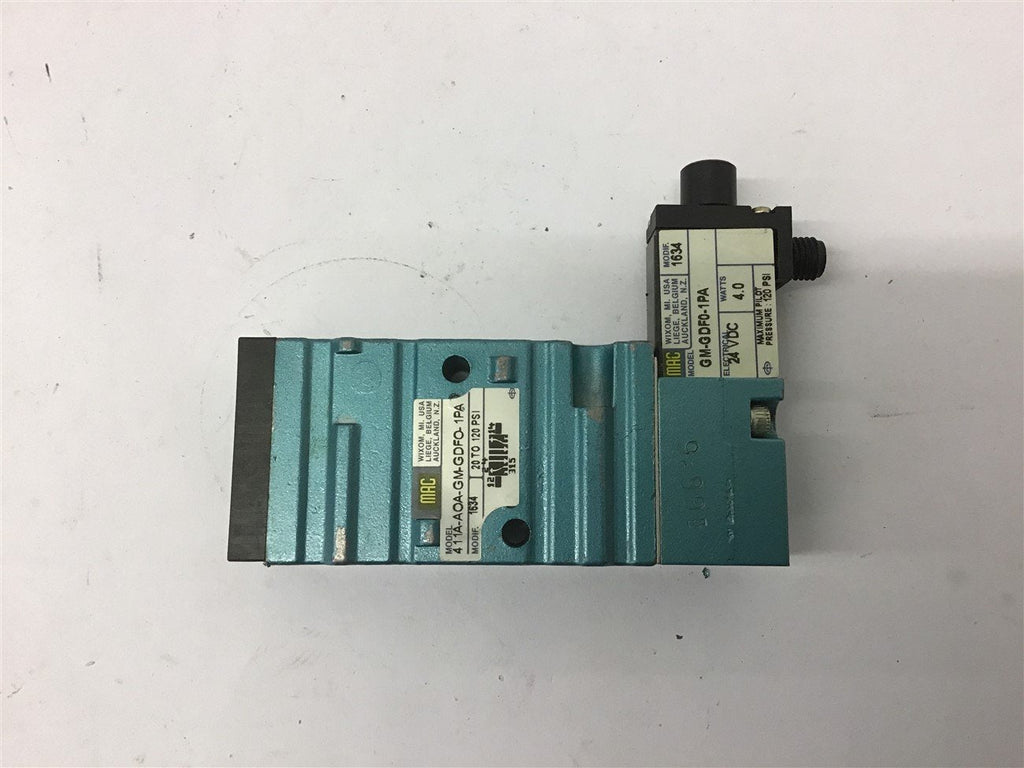 Mac 411A-AOA-GM-GDFO-1PA Solenoid Valve 120- PSI 24 VDC