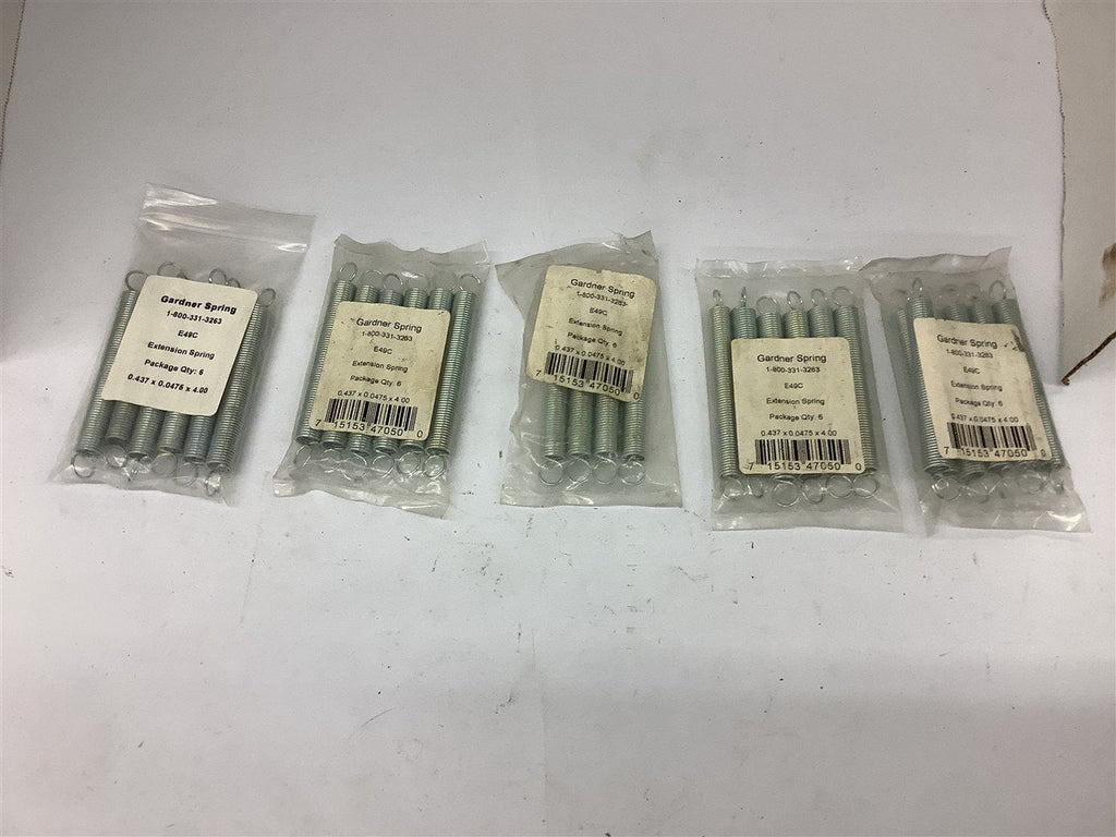 Gardner Spring E49C Extension Spring 0.437 x 0.0475 x 4.00 Pkg of 6 / Lot of 5