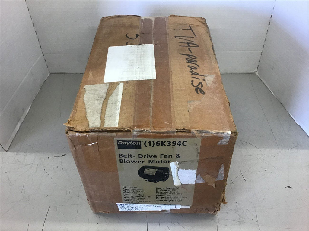 Dayton 6K394C 1/2 Hp Blower Motor 115 Volt Single Phase 1800 Rpm 4P 56 Frame