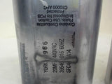 LOT OF 2, 20MFD 440VAC, 1 EACH AMRAD P/N:V2000/44-206, 1 EACH YORK 20MFD 440VAC