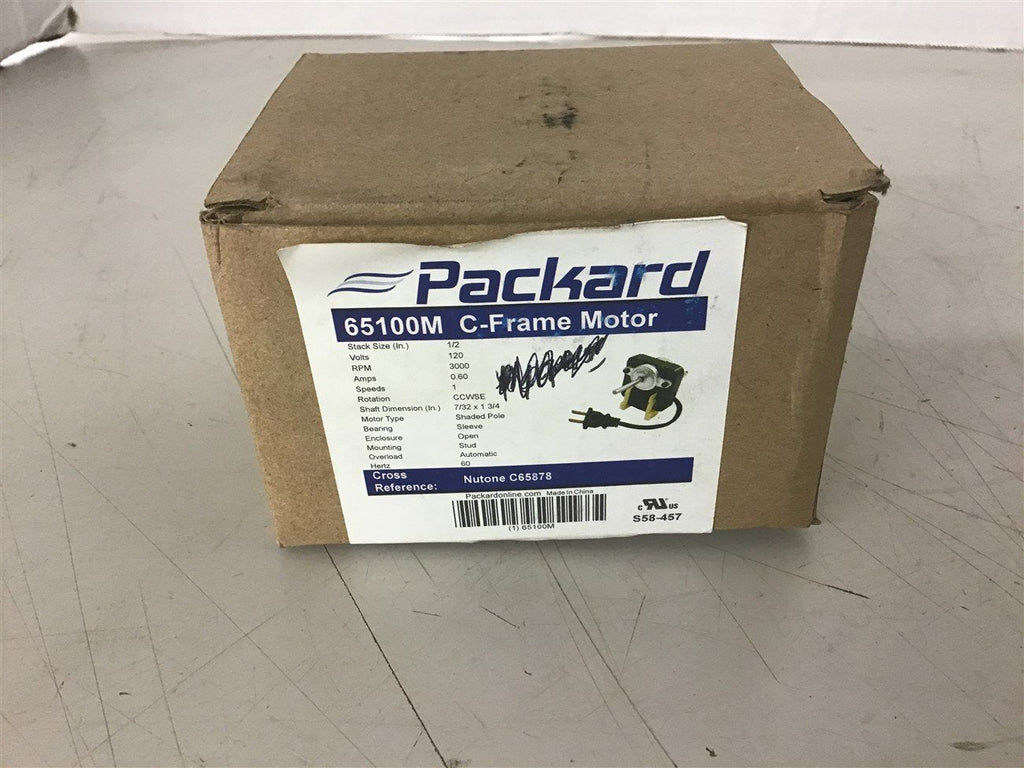 Packard 65100M AC Motor 120 Volts 3000 Rpm 1/2" Stack Size