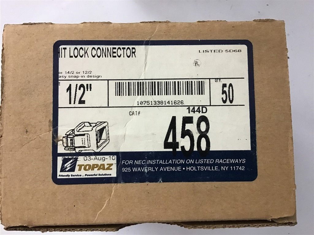 Topaz 458 1/2" Hit lock Connector Lot of 46