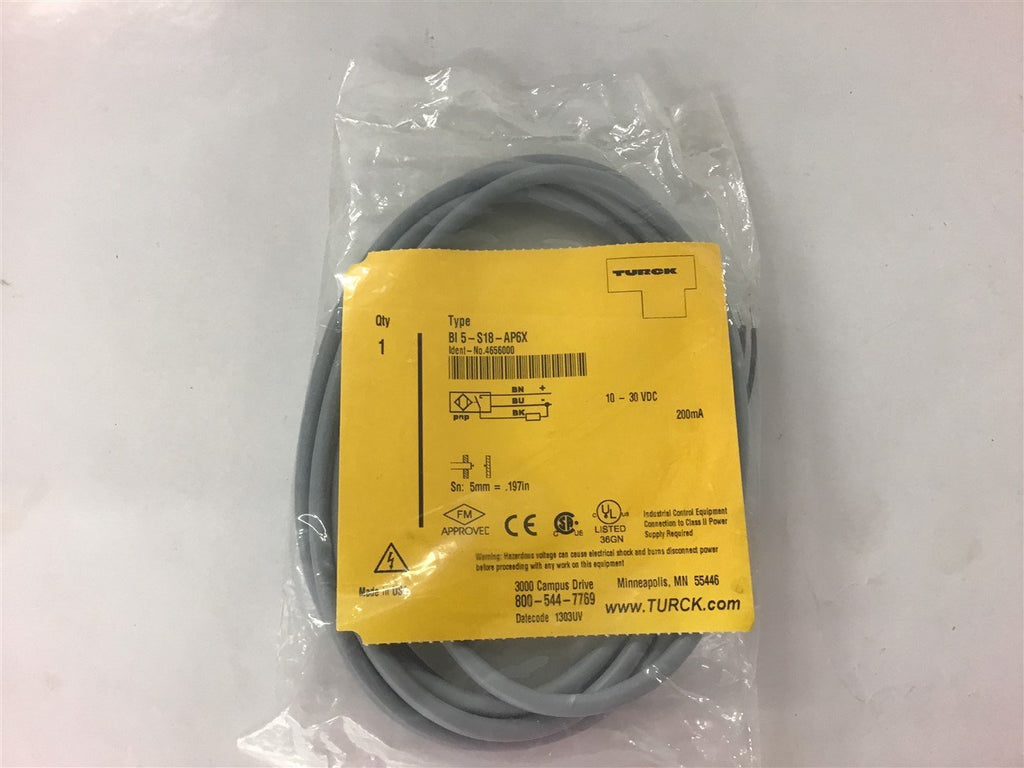 Turck BI5-S18-AP6X Proximity Sensor 10-30 Vdc 200 MA