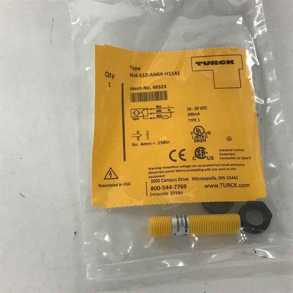Turck NI4-S12-AN6X-H1141 10-30 Vdc Sensor 200 MA