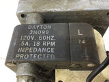 Dayton Gear Motor 3M099 120V 60HZ 1/2 Amp 18 RPM 166:1 Ratio