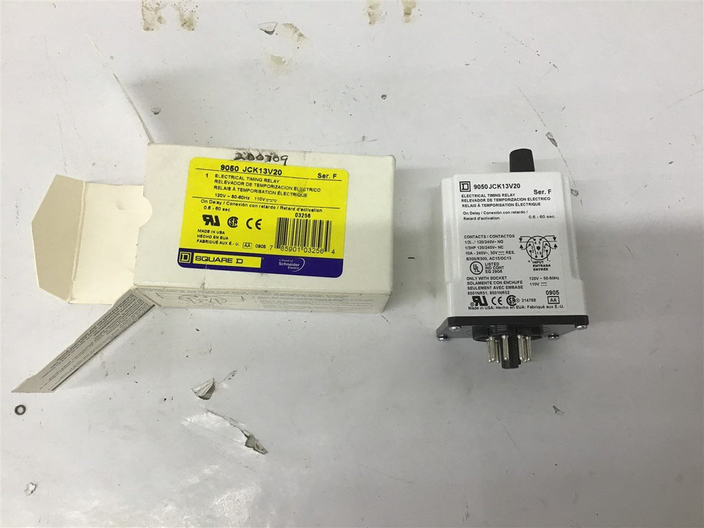 Square D 9050JCK13V20 Timing Relay 10A 120/240V