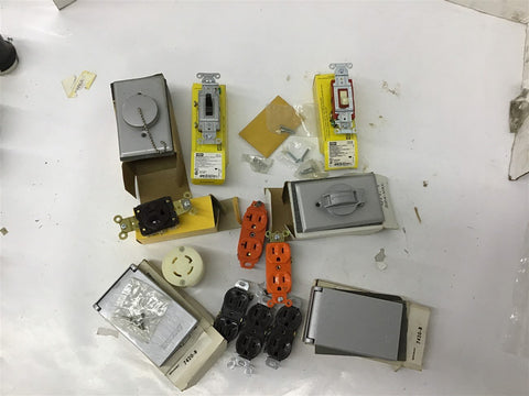 Assorted Lot Of Various Electric Plugs Switches Outlet Covers Lot Of 13