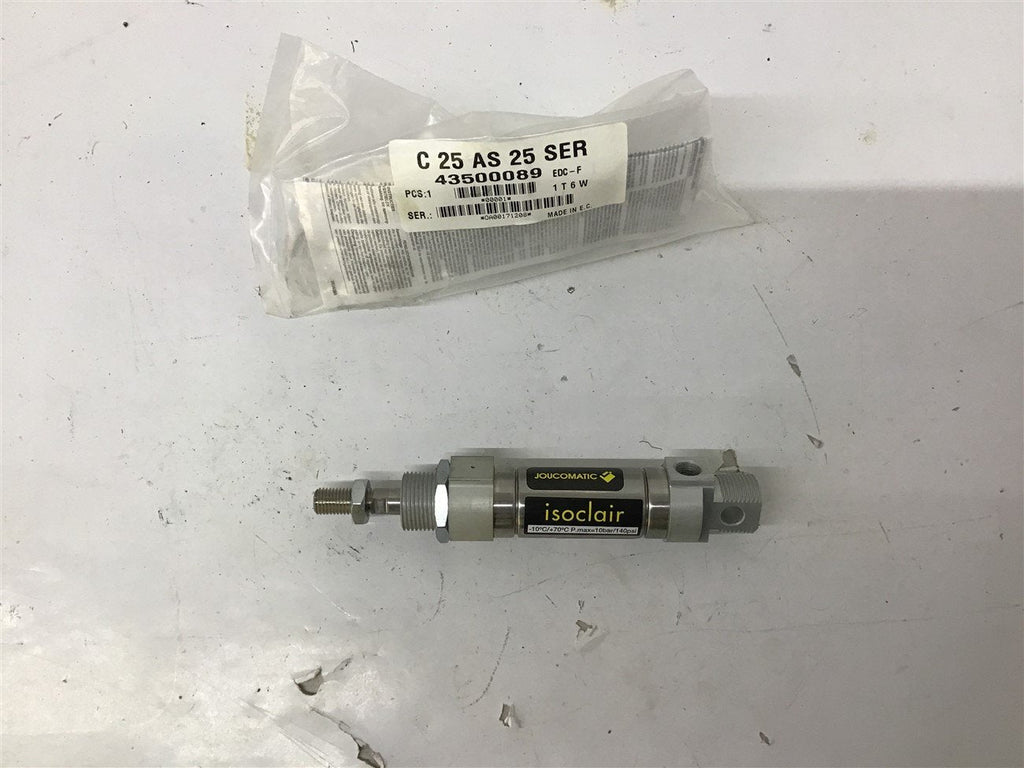 Joucomatic Isoclair 43500089 25mm S x 10mm Ram Shaft OD Pneumatic Cylinder