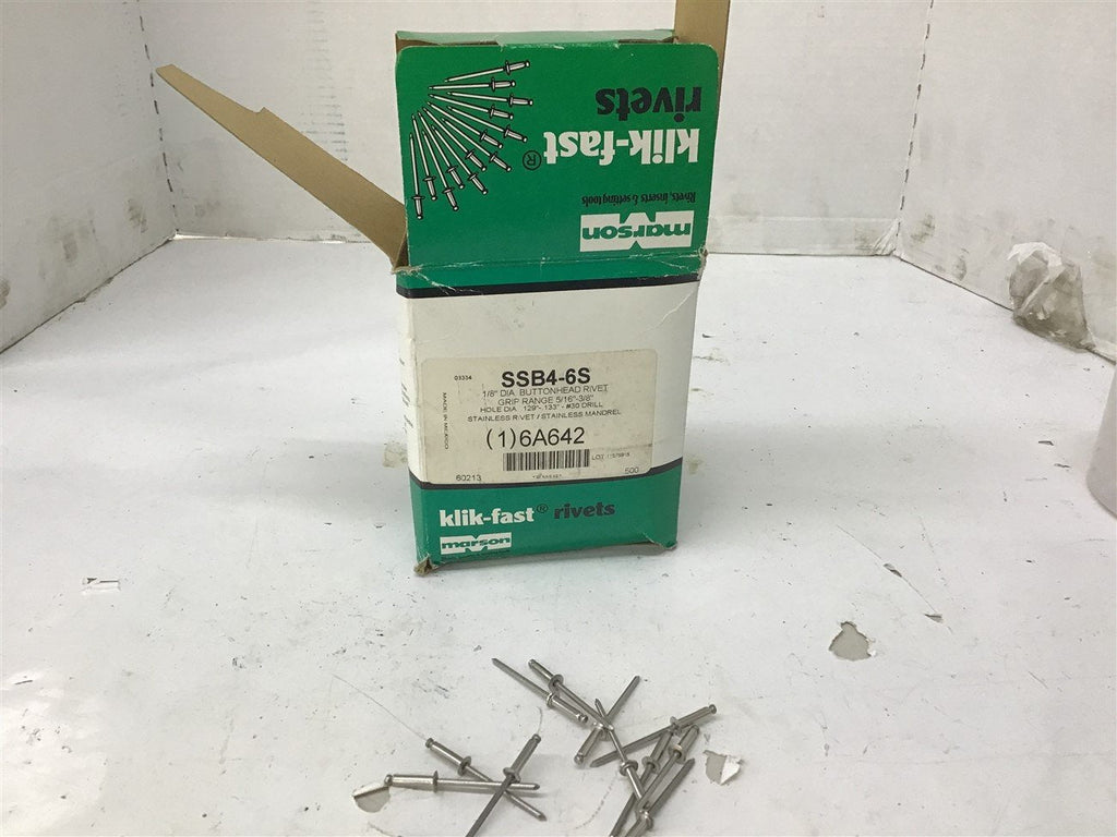 Klik Fast SSB4-6S 1/8" Button Head Rivet Lot Of 300