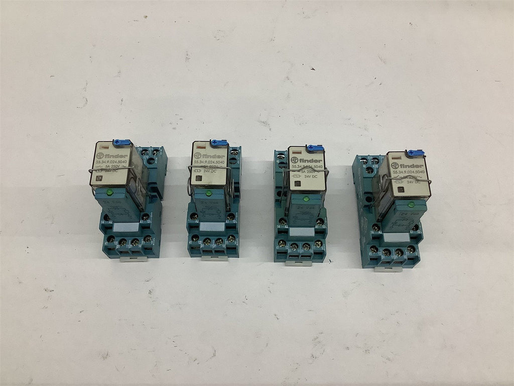 Finder 55.34.9.024.5040 Relay with Base 24 Vdc Lot Of 4