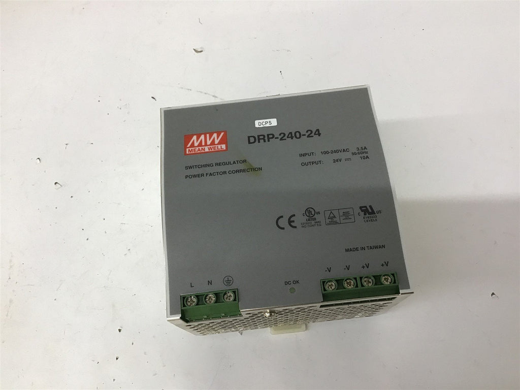 Mean Well DRP-240-24 Input 100-240 VAC Output 24V