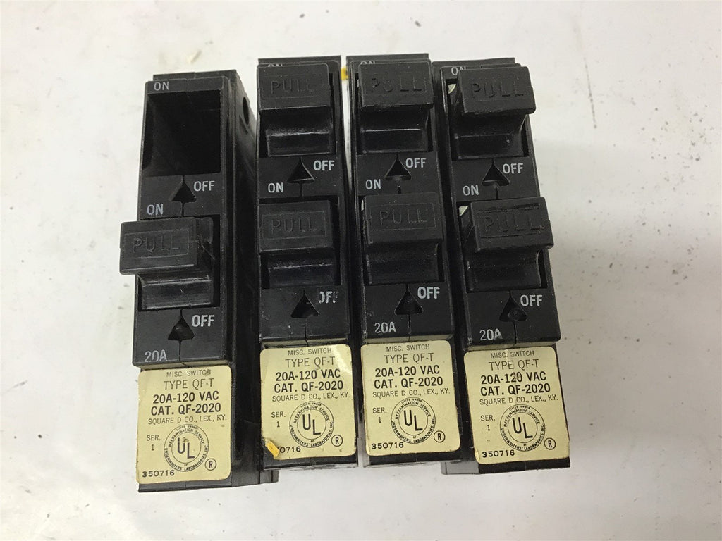 Sqaure D QF-T Fuse Type Breaker 20A 120V Circuit Breaker Lot Of 4