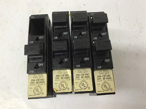 Sqaure D QF-T Fuse Type Breaker 20A 120V Circuit Breaker Lot Of 4
