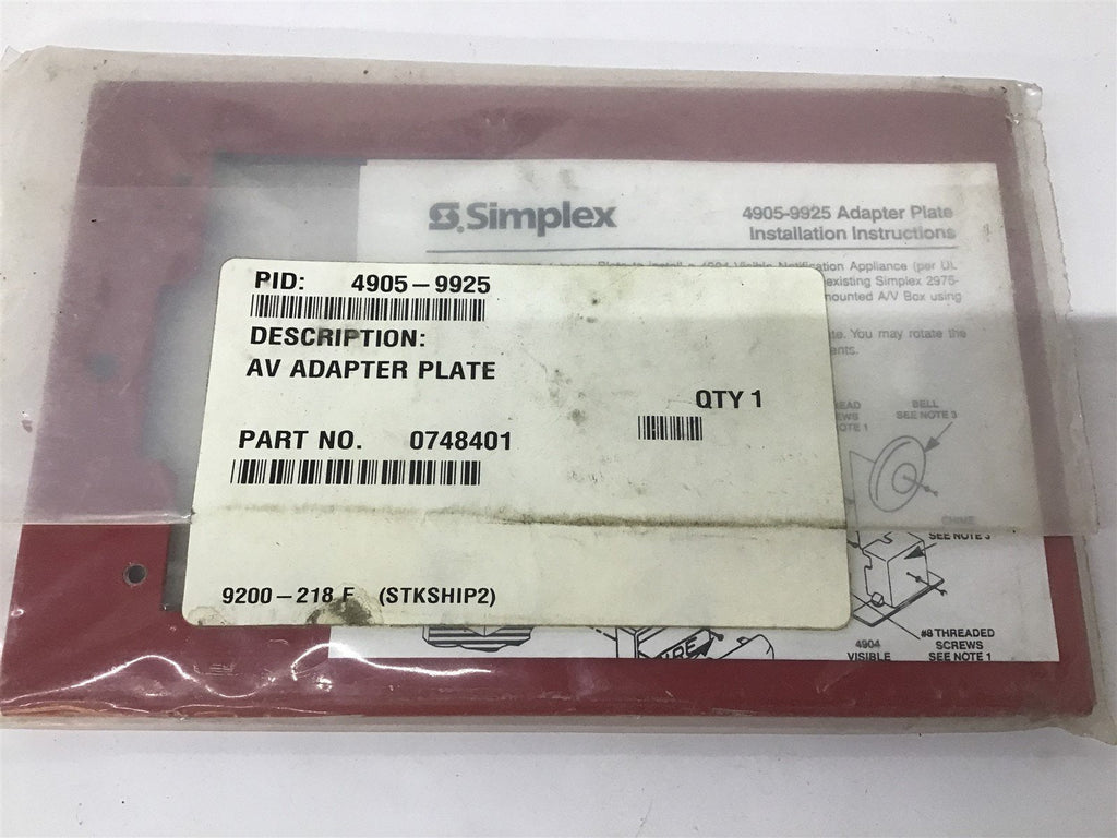 Simplex 4905-9925 Adapter Plate