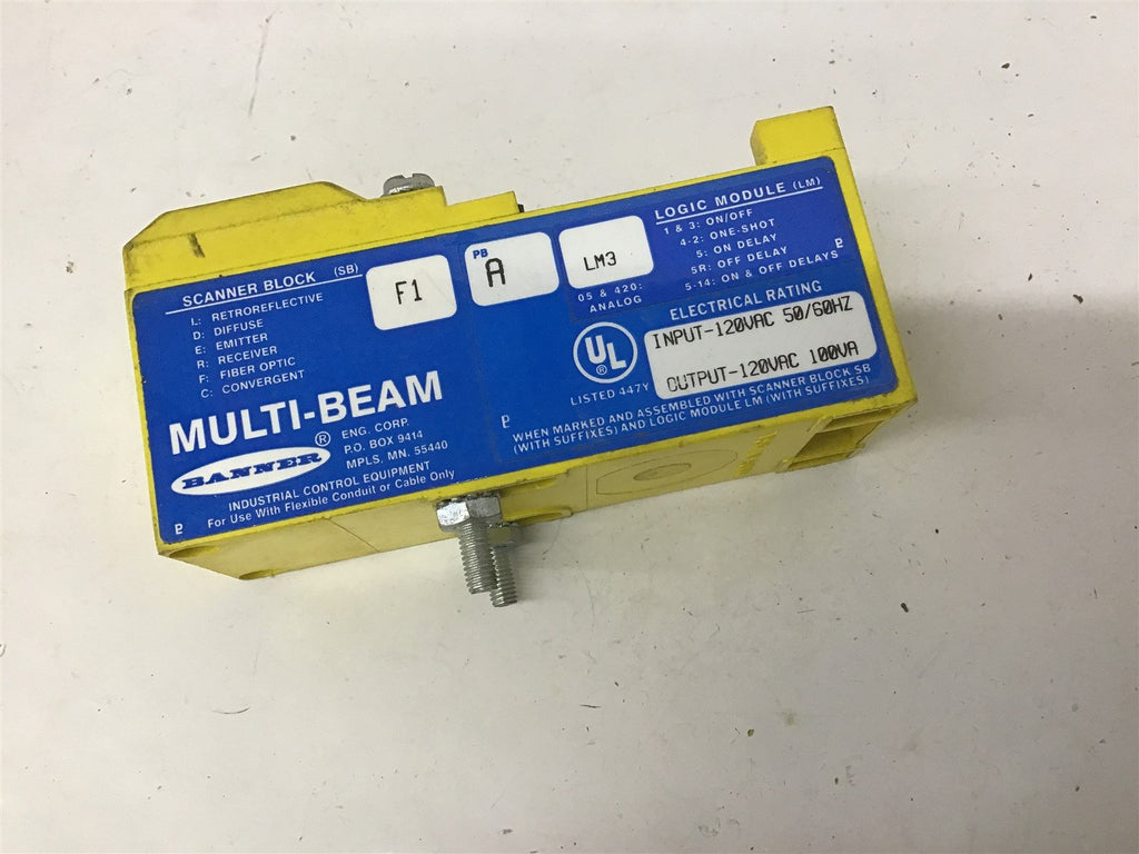 Banner Multi Beam Sensor F1-A-LM3 120 VAC 50/60 HZ 120 VAC 100 VA