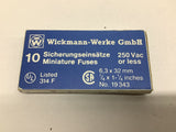 Wickmann-Werke GmbH 19343 Miniature Fuse 250 VAC 6.3 by 32 mm Lot Of 40