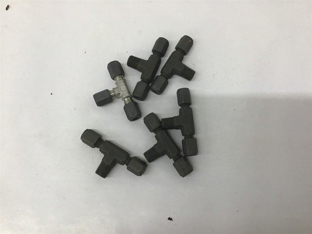 Parker 4 BU Hydraulic / Pneumatic Fittings 1/4" T Compression Fittings Lot Of 6