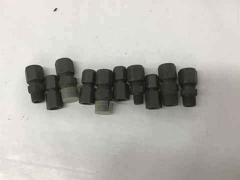 Assorted Parker 6BU And 8BU 1/4" And 3/8" Fittings Lot Of 10