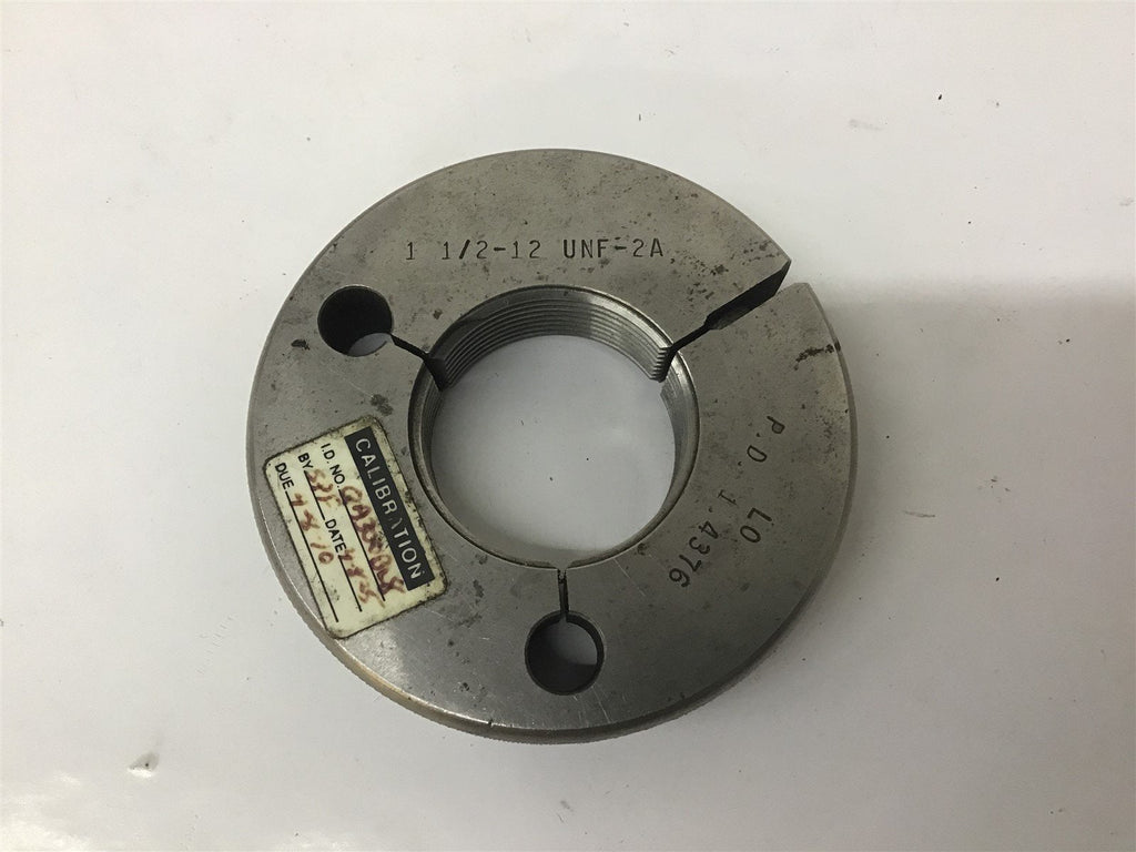 Ball Gage and Insp. 1 1/2-12 UNF-2A Thread Ring Gage GO 1.4376
