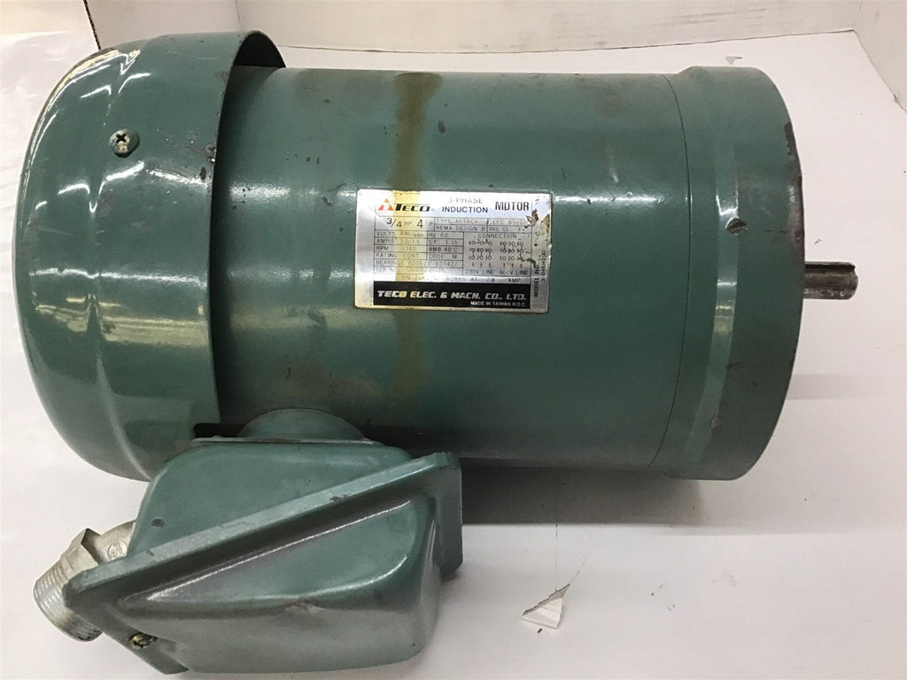 Teco AETACF 3/4 Hp AC Motor 230/460 V 1800 Rpm 4P 56C Frame 3 Phase