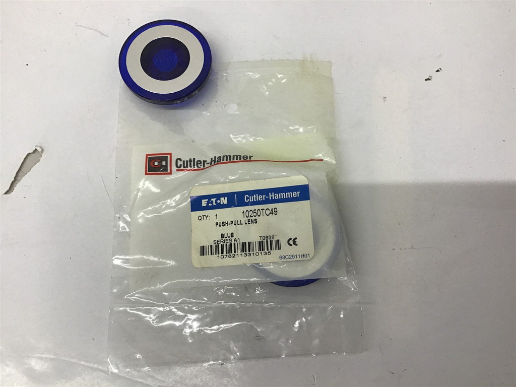 Eaton Cutler-Hammer 10250TC49 Blue Illuminated Push Pull Lens Lot Of 2