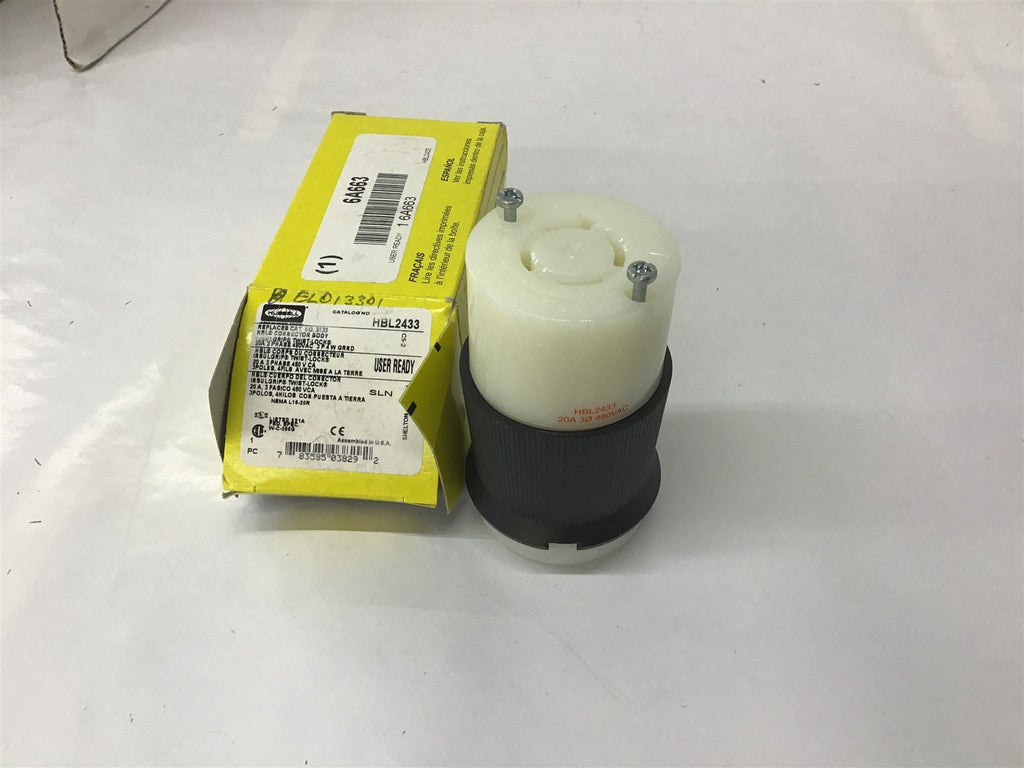 Hubbell HBL2433 Connector Body 20 A 3 Phase 480 VAC 3 Pole 4 Wire-Ground