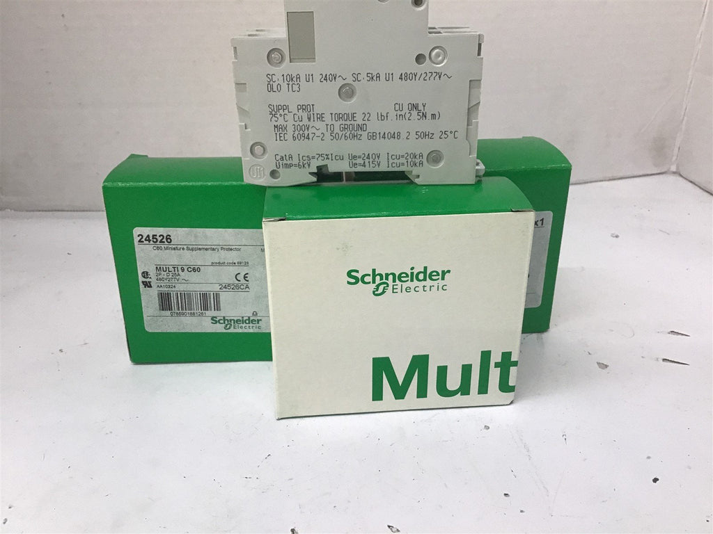 Schneider Multi 9 C60 Miniature Supplementary Protector 25A 2P 460/277 Lot Of 3