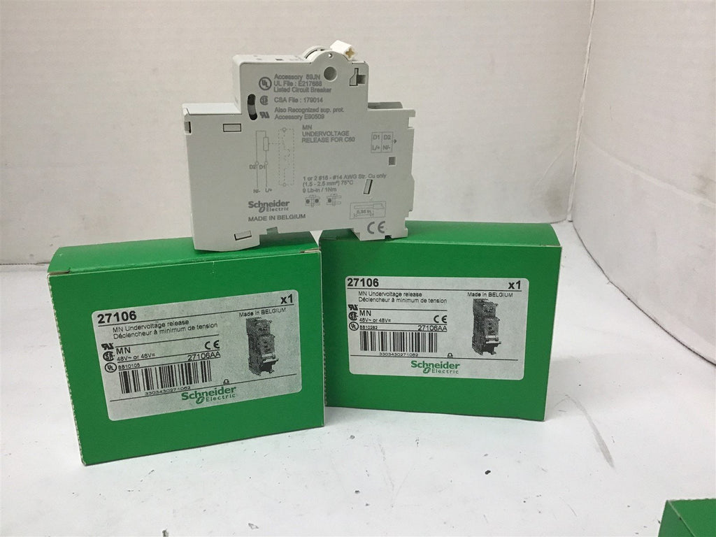 Schneider Electric 27106 MN Under Voltage Release Circuit Breaker 48V AC/DC x2