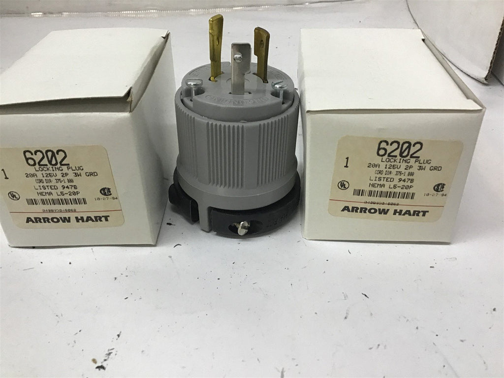 Arrow Hart 6202 20A 125V Locking Plug Lot Of 2
