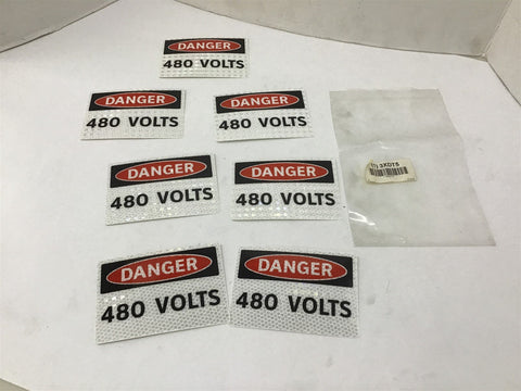 3XDT5 Reflective Danger 480 Volt Sticker 5" by 3-1/2" Lot Of 7